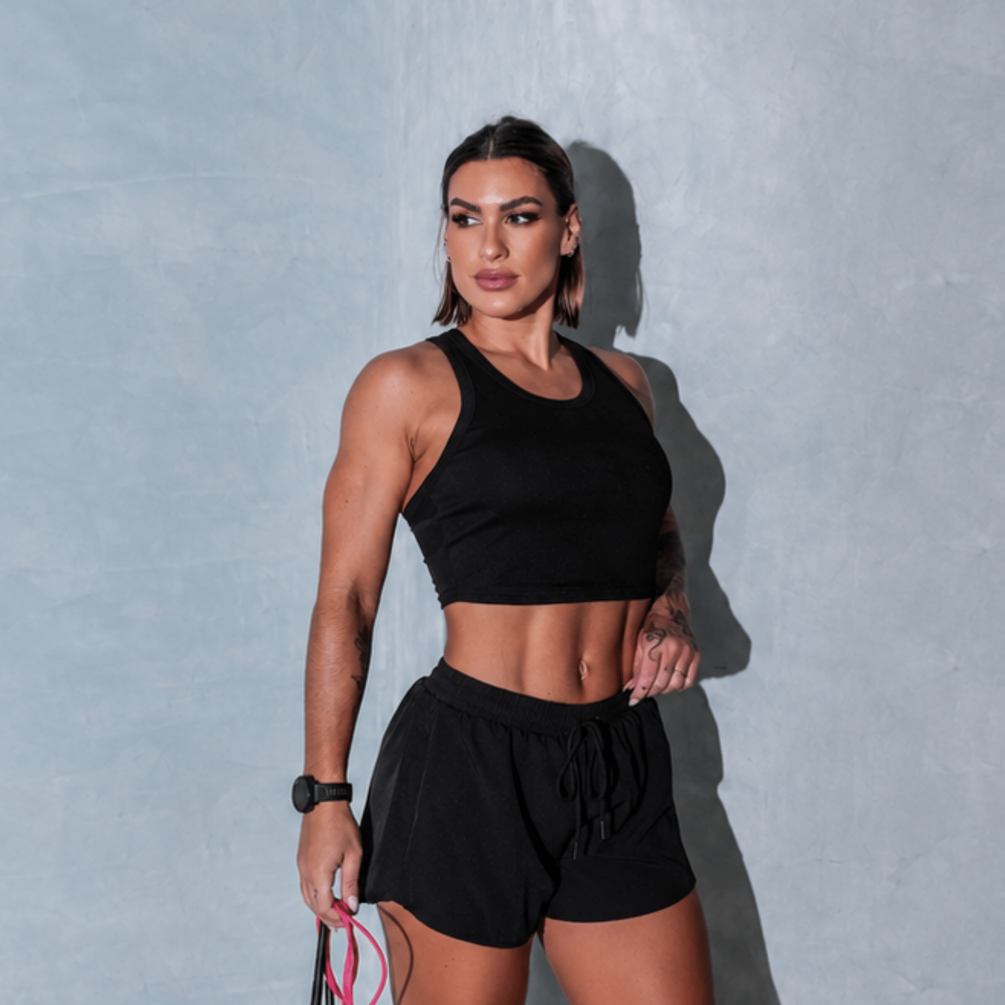 Conjunto Esportivo com Short Duplo e Regata - Miss Blessed Modas