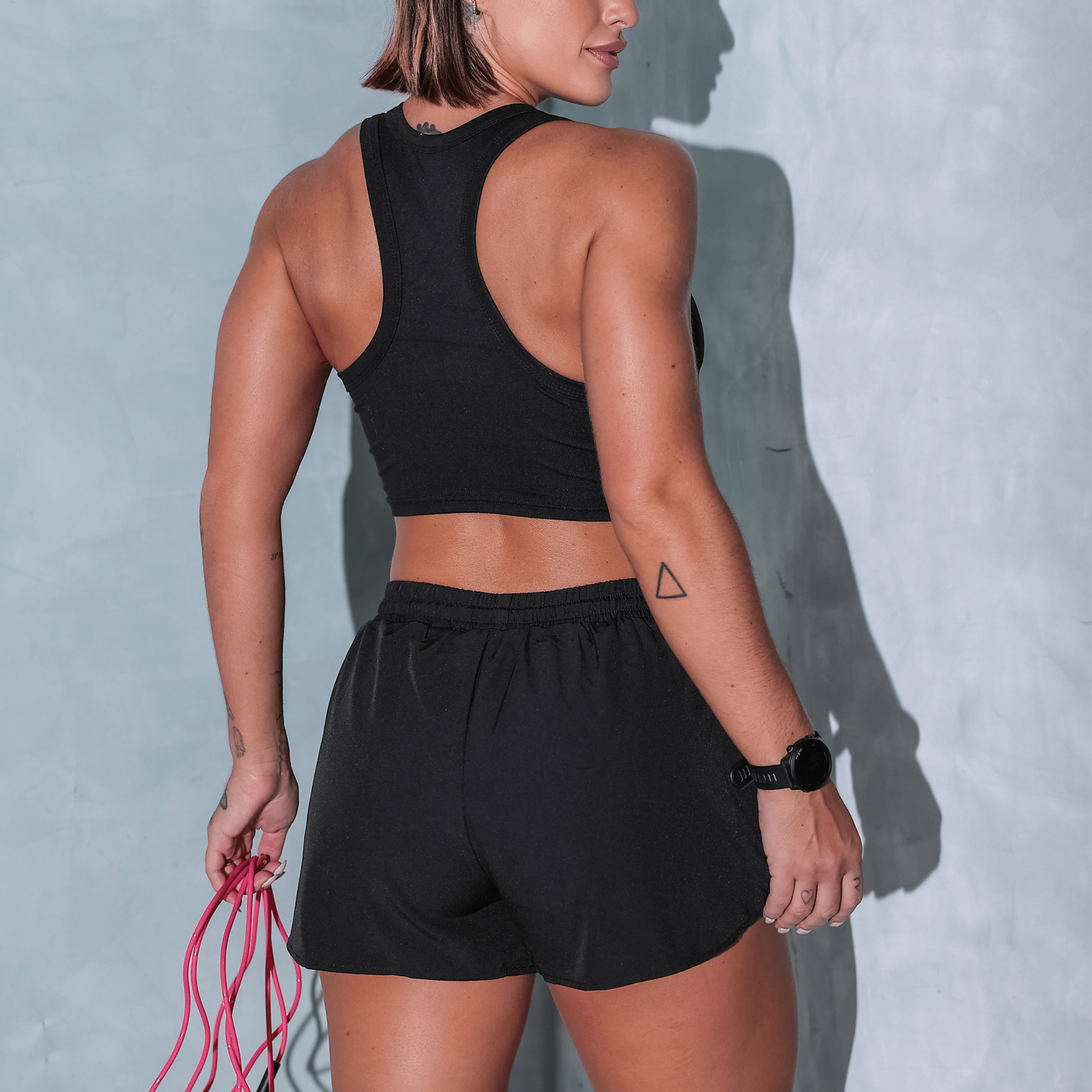 Conjunto Esportivo com Short Duplo e Regata - Miss Blessed Modas