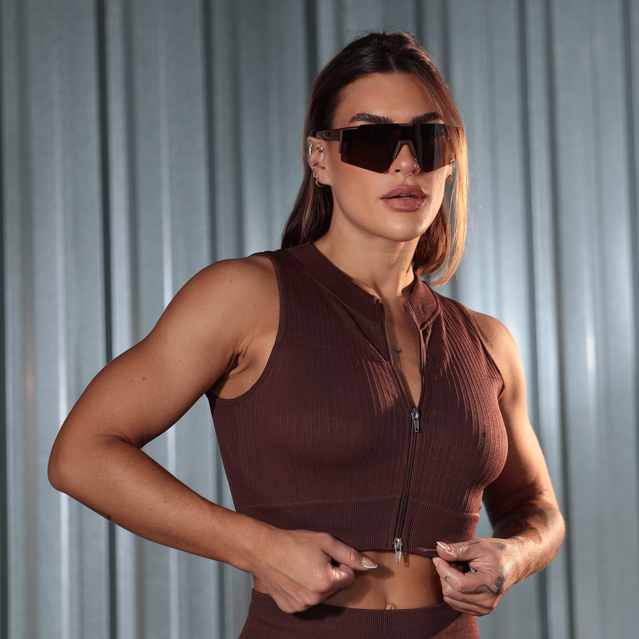 Conjunto Shorts Colete Zipper - Miss Blessed Modas
