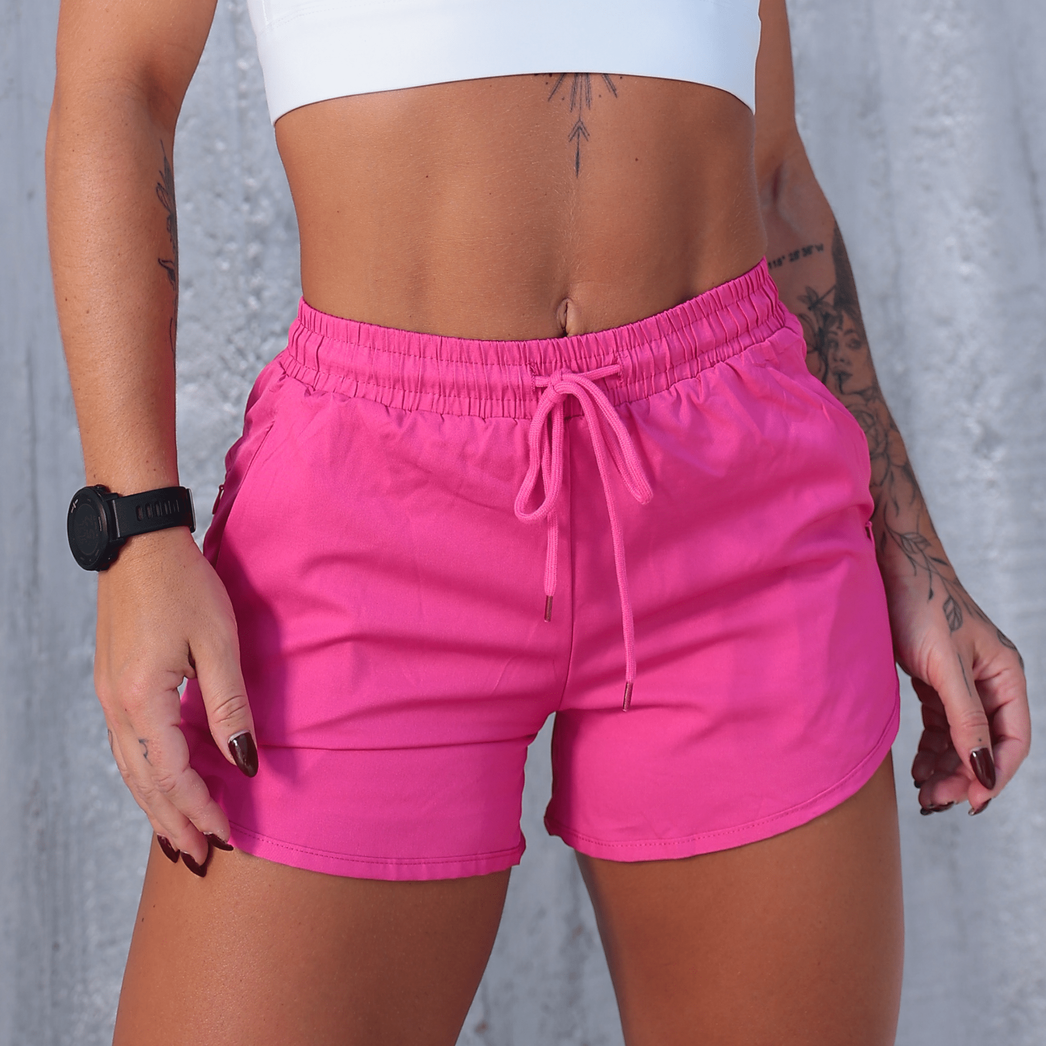 Shorts Duplo Três Bolsos com Zíper - Miss Blessed Modas